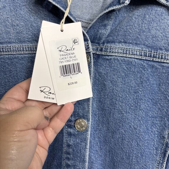 Rails Womens Button Front Short Sleeve Denim Mini Dress Size Large - Picture 6 of 11